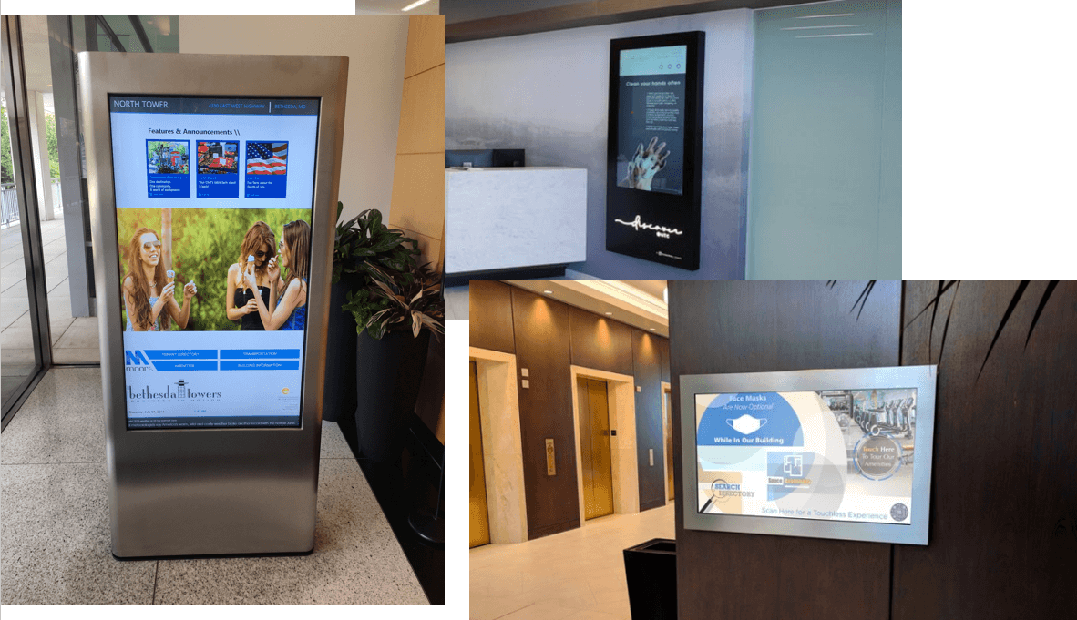 digital signage examples in various offices and workplace settings