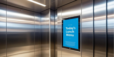 navigo digital signage elevator screens lunch menu