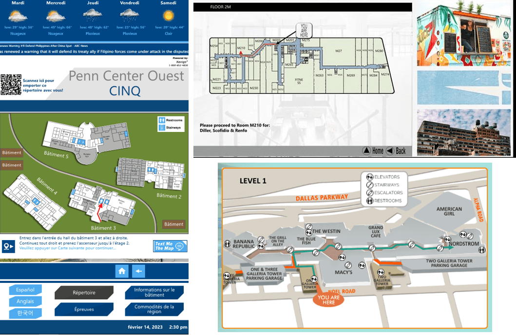 digital wayfinding map examples from corporate facilities