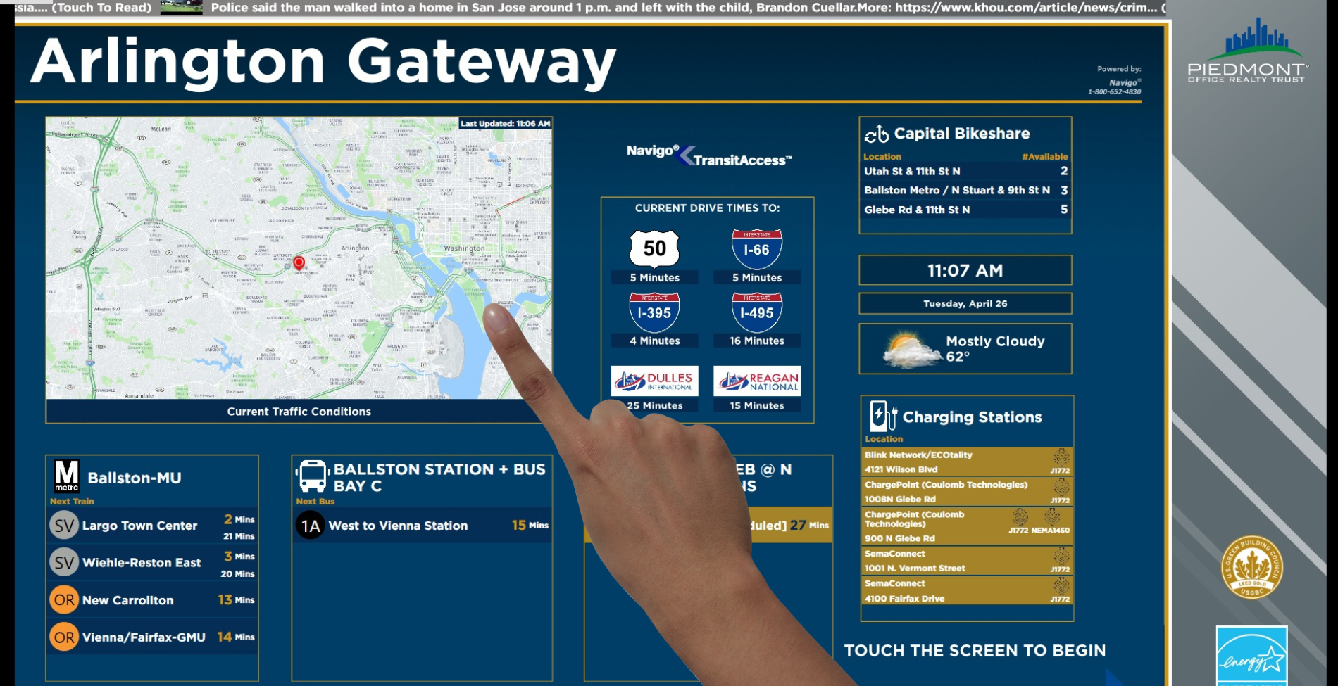 Navigo® TransitAccess® Real-Time Transit Screens