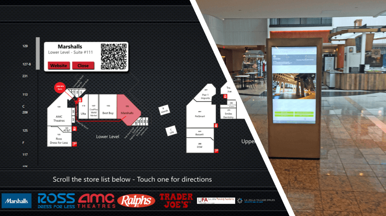 touchscreen wayfinding in a mall